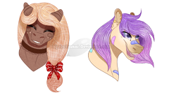 Size: 1259x685 | Tagged: safe, artist:bijutsuyoukai, derpibooru import, oc, oc only, pony, bandaid, bust, female, mare, portrait, simple background, transparent background, watermark