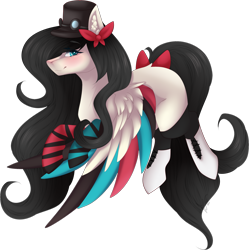 Size: 2259x2266 | Tagged: safe, artist:mauuwde, derpibooru import, oc, pegasus, pony, colored wings, female, hat, high res, mare, multicolored wings, simple background, solo, top hat, transparent background