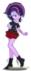 Size: 1177x2658 | Tagged: safe, artist:little903, derpibooru import, twilight sparkle, equestria girls, adorasexy, alternate hairstyle, base used, belt, boots, clothes, cute, ear piercing, female, legs, lidded eyes, piercing, plaid skirt, pleated skirt, punklight sparkle, sexy, shoes, simple background, skirt, smiling, transparent background