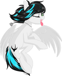 Size: 1024x1246 | Tagged: safe, artist:kellythedrawinguni, oc, oc only, oc:danger close, pegasus, pony, female, mare, simple background, solo, tongue out, transparent background