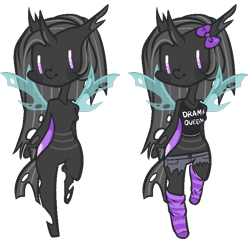 Size: 719x693 | Tagged: safe, artist:jadeyhooves, derpibooru import, oc, oc:payton, changeling, barbie doll anatomy, base used, clothes, female, purple changeling, shirt, shorts, simple background, socks, solo, striped socks, transparent background