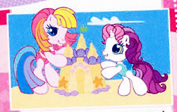 Size: 802x508 | Tagged: safe, derpibooru import, sweetie belle, toola roola, g3.5, beach, magazine, sand