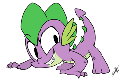 Size: 1214x800 | Tagged: safe, artist:emositecc, derpibooru import, spike, dragon, simple background, smiling, solo, transparent background