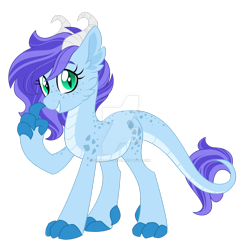 Size: 1024x1064 | Tagged: safe, artist:azure-art-wave, derpibooru import, oc, oc:aquamarine, dracony, hybrid, female, simple background, solo, transparent background, watermark