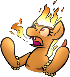 Size: 1085x1198 | Tagged: safe, artist:moemneop, derpibooru import, oc, oc only, oc:firespite, original species, fangs, fire, fire breath, fire pony, food, pepper, simple background, solo, transparent background