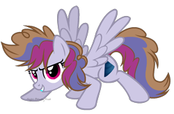 Size: 1106x724 | Tagged: safe, artist:nightmarye, derpibooru import, oc, oc:party popper, pegasus, pony, female, magical lesbian spawn, mare, offspring, parent:pinkie pie, parent:rainbow dash, parents:pinkiedash, simple background, solo, transparent background