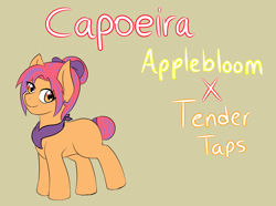 Size: 3050x2268 | Tagged: safe, artist:jolliapplegirl, derpibooru import, oc, oc:capoeira, earth pony, pony, bio, female, filly, next generation, offspring, parent:apple bloom, parent:tender taps, parents:tenderbloom, solo