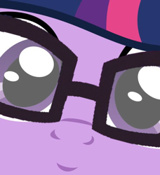 Size: 500x549 | Tagged: safe, derpibooru import, edit, part of a series, part of a set, sci-twi, twilight sparkle, pony, unicorn, close up series, close-up, equestria girls ponified, extreme close up, glasses, meme, ponified, smiling, solo, unicorn sci-twi