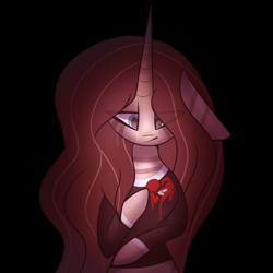 Size: 2048x2048 | Tagged: safe, artist:umiimou, oc, oc only, pony, unicorn, bandage, clothes, crying, female, heart, heartbreak, high res, mare, solo