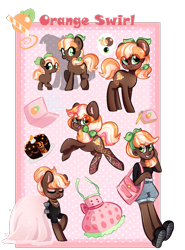 Size: 1341x1809 | Tagged: safe, artist:xaika, oc, oc only, oc:orange swirl, equestria girls, cake, clothes, dress, equestria girls-ified, foal, food, reference sheet