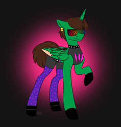 Size: 4301x4541 | Tagged: safe, artist:ggchristian, derpibooru import, oc, alicorn, pony, absurd resolution, clothes, male, raised hoof, solo, stallion, sunglasses