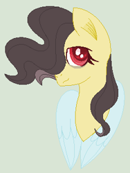 Size: 256x341 | Tagged: safe, artist:starfalldawn, derpibooru import, oc, oc:butterfly eclipse, hybrid, bust, interspecies offspring, offspring, parent:discord, parent:fluttershy, parents:discoshy, portrait, simple background, solo