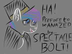 Size: 2048x1536 | Tagged: safe, artist:eclipse-monsoon, oc, oc only, oc:spectral bolt, pony, clothes, dialogue, freckles, solo