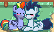 Size: 210x127 | Tagged: safe, derpibooru import, bow hothoof, soarin', pony, blushing, bowsoarin, crack shipping, eyes closed, gay, kissing, male, pony town, shipping