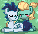 Size: 151x137 | Tagged: safe, derpibooru import, soarin', zephyr breeze, pony, blushing, eyes closed, gay, kissing, male, pony town, shipping, soarinbreeze