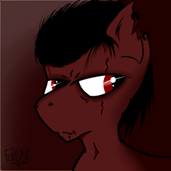 Size: 2000x2000 | Tagged: safe, artist:fordsie, derpibooru import, oc, oc:motionless, bust, dark, portrait, scar