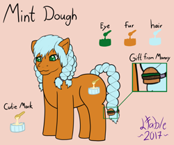 Size: 2640x2200 | Tagged: safe, artist:lazyfable, oc, oc only, oc:mint dough, pony, female, reference sheet, simple background, solo