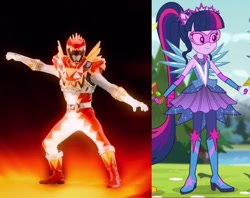 Size: 910x720 | Tagged: safe, derpibooru import, edit, edited screencap, screencap, sci-twi, twilight sparkle, equestria girls, legend of everfree, battlizer, crystal guardian, crystal wings, kyoryuger, kyoryured carnival, power rangers, power rangers dino charge, power rangers dino super charge, red ranger, sci twilight, super sentai, t-rex super charge (red ranger), zyuden sentai kyoryuger