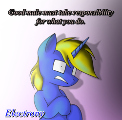 Size: 956x942 | Tagged: safe, artist:pencil bolt, derpibooru import, oc, oc only, oc:electrony, pony, gradient background, male, solo