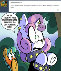 Size: 576x670 | Tagged: safe, artist:pembroke, snails, sweetie belle, pony, double entendre, glitter shell, meanie belle