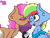 Size: 1300x1000 | Tagged: safe, artist:claudearts, derpibooru import, oc, oc:dashing thunder, oc:frostie, oc:sugar sundae, blushing, chest fluff, clothes, cute, cutie mark, eyeshadow, female, heart, hoodie, kiss on the cheek, kissing, makeup, male, oc x oc, shipping, straight