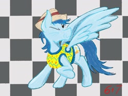 Size: 1536x1152 | Tagged: safe, artist:sixes&sevens, derpibooru exclusive, derpibooru import, pegasus, pony, chessboard, doctor who, hat, male, one eye closed, ponified, raised hoof, seventh doctor, solo, stallion, sweater vest, wings, wink