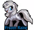 Size: 3552x3096 | Tagged: safe, artist:sciggles, derpibooru import, oc, oc only, oc:frozen raine, pony, unicorn, badge, con badge, female, gray coat, simple background, smiling, solo, transparent background, trotting