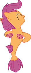 Size: 6400x14845 | Tagged: safe, artist:parclytaxel, derpibooru import, scootaloo, pony, seapony (g4), surf and/or turf, .svg available, absurd resolution, eyes closed, female, filly, jumping, leaping, seaponified, seapony scootaloo, simple background, smiling, solo, species swap, spinning, transparent background, vector, your heart is in two places