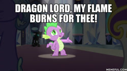 Size: 600x337 | Tagged: safe, derpibooru import, edit, edited screencap, screencap, spike, thorax, dragon, the times they are a changeling, avatar the last airbender, caption, image macro, meme