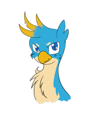 Size: 1536x2048 | Tagged: safe, artist:larrykitty, derpibooru import, gallus, griffon, bust, looking at you, male, portrait, profile, simple background, solo, transparent background