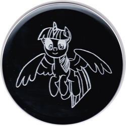 Size: 1845x1845 | Tagged: safe, artist:malte279, derpibooru import, twilight sparkle, twilight sparkle (alicorn), alicorn, craft, flying, glass engraving, mirror, solo