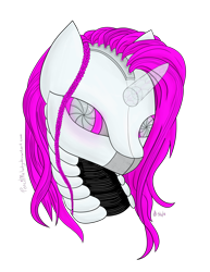 Size: 5100x6600 | Tagged: safe, artist:pencilmelody, derpibooru import, oc, oc only, oc:pink pearl, pony, robot, robot pony, unicorn, absurd resolution, crystal horn, glowing eyes, simple background, solo, transparent background