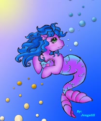 Size: 939x1122 | Tagged: safe, artist:jengalill, oc, oc only, merpony, g1, fancy mermaid ponies, solo, underwater