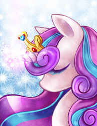 Size: 2550x3300 | Tagged: safe, artist:draikinator, princess flurry heart, alicorn, pony, crown, eyes closed, jewelry, older, regalia, snow, snowflake, solo