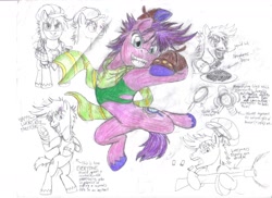 Size: 1755x1275 | Tagged: safe, artist:semijuggalo, pony, food, gun, jojo's bizarre adventure, joseph joestar, pasta, ponified, spaghetti, traditional art, weapon