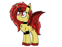 Size: 1280x960 | Tagged: safe, artist:php62, oc, oc only, oc:ruby splash, bat pony, pony, armband, chest fluff, choker, freckles, gold star, hairclip, looking up, solo, spread wings