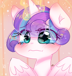 Size: 1501x1588 | Tagged: safe, artist:windymils, princess flurry heart, pony, blushing, crying, magic, solo, teary eyes, wavy mouth