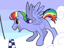 Size: 2464x1829 | Tagged: safe, artist:/d/non, bow hothoof, pegasus, pony, parental glideance, 30 minute art challenge, cloud, eyebrows, male, missing cutie mark, solo, spread wings, wings