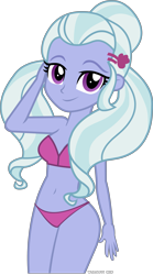 Size: 1603x2887 | Tagged: safe, alternate version, artist:wubcakeva, derpibooru import, sugarcoat, equestria girls, adorasexy, belly button, bikini, bikini babe, breasts, clothes, cute, female, looking at you, sexy, signature, simple background, smiling, solo, sugarcute, swimsuit, transparent background, vector