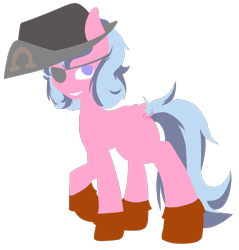 Size: 1418x1483 | Tagged: artist needed, safe, oc, oc only, oc:summer silk, pony, boots, eyepatch, hat, lineless, pirate hat, simple background, solo, transparent background