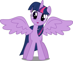 Size: 7839x6552 | Tagged: safe, artist:decprincess, derpibooru import, twilight sparkle, twilight sparkle (alicorn), alicorn, pony, school daze, .svg available, :o, absurd resolution, cute, female, looking at you, mare, open mouth, simple background, smiling, solo, spread wings, transparent background, twiabetes, vector, wings