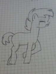 Size: 576x762 | Tagged: artist needed, safe, derpibooru import, button mash, earth pony, pony, colt, crying, graph paper, male, monochrome, sketch, solo, traditional art