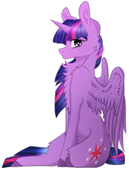 Size: 2347x3132 | Tagged: safe, artist:oolittlebratoo, artist:scottishnumpty, twilight sparkle, twilight sparkle (alicorn), alicorn, pony, collaboration, chest fluff, fluffy, heart eyes, open collaboration, simple background, sitting, solo, spread wings, transparent background, unshorn fetlocks, wingding eyes