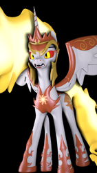 Size: 1080x1920 | Tagged: safe, artist:oc1024, derpibooru import, daybreaker, alicorn, pony, 3d, black background, phone wallpaper, simple background, solo, source filmmaker, spread wings, wings