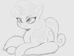 Size: 1197x914 | Tagged: safe, artist:tre, derpibooru import, sweetie belle, pony, unicorn, female, gray background, grayscale, mare, monochrome, simple background, sketch, solo