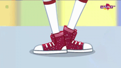 Size: 1200x675 | Tagged: safe, screencap, sugarcoat, dance magic, equestria girls, spoiler:eqg specials, animated, clothes, converse, dancing, female, gif, legs, pictures of legs, shoes, sneakers, socks, solo