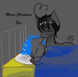 Size: 2550x2537 | Tagged: safe, artist:adetuddymax, oc, oc only, oc:adetuddymax, oc:scorprion carl, earth pony, pony, christmas, kissing, male, merry christmas, oc x oc, shipping, sleeping