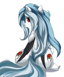 Size: 2500x3000 | Tagged: safe, artist:alesarox, derpibooru import, oc, oc only, oc:wild hearts, pegasus, pony, both cutie marks, digital art, female, high res, looking at you, looking back, looking back at you, mare, plot, simple background, solo, transparent background