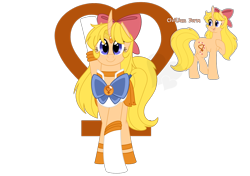 Size: 1280x900 | Tagged: safe, artist:faith-wolff, derpibooru import, pony, fanfic:the bridge, crossover, curved horn, fanfic art, female, mare, mina aino, ponified, sailor moon, sailor venus, simple background, transparent background