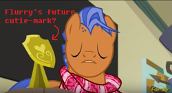 Size: 881x481 | Tagged: safe, edit, edited screencap, screencap, spearhead, pony, a flurry of emotions, cropped, discovery family logo, solo, theory